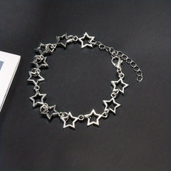 Hollow Star Chain Bracelet Silver Jewelry Gift For Girls
