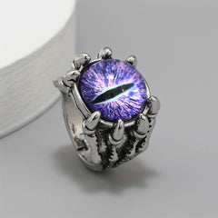 Retro Funky Dragon Eye Silver Ring Vintage Accessory