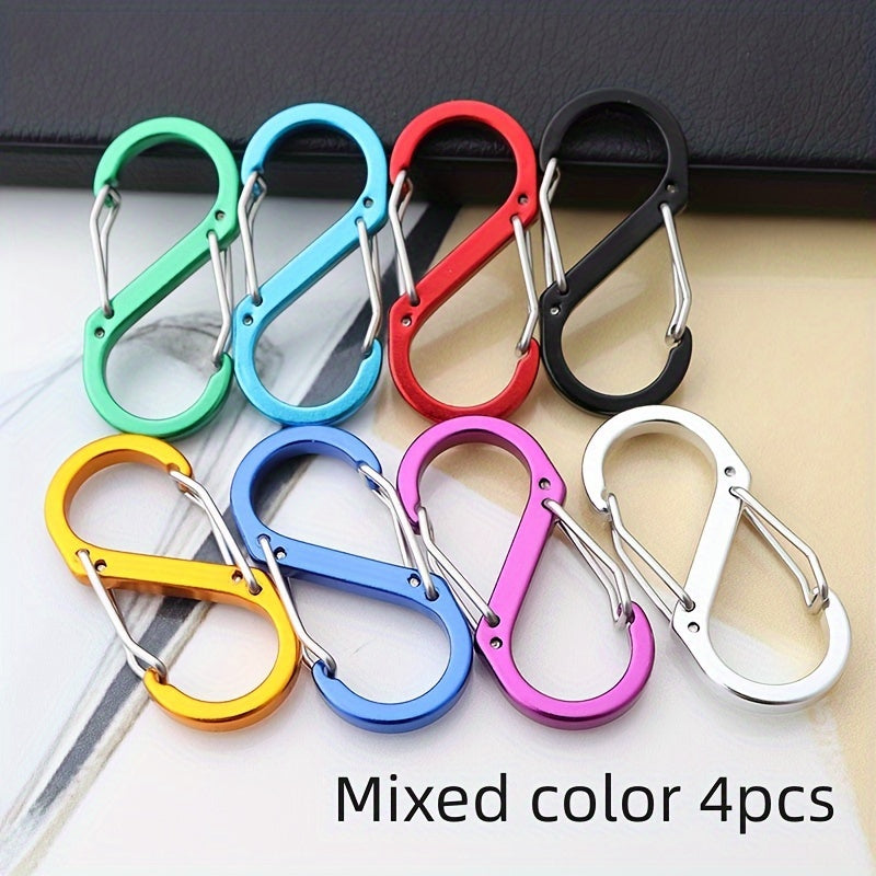 4pcs S Type Mountaineering Buckle Mini Spring Hook Keychain Keyring