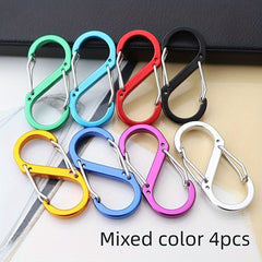 4pcs S Type Mountaineering Buckle Mini Spring Hook Keychain Keyring