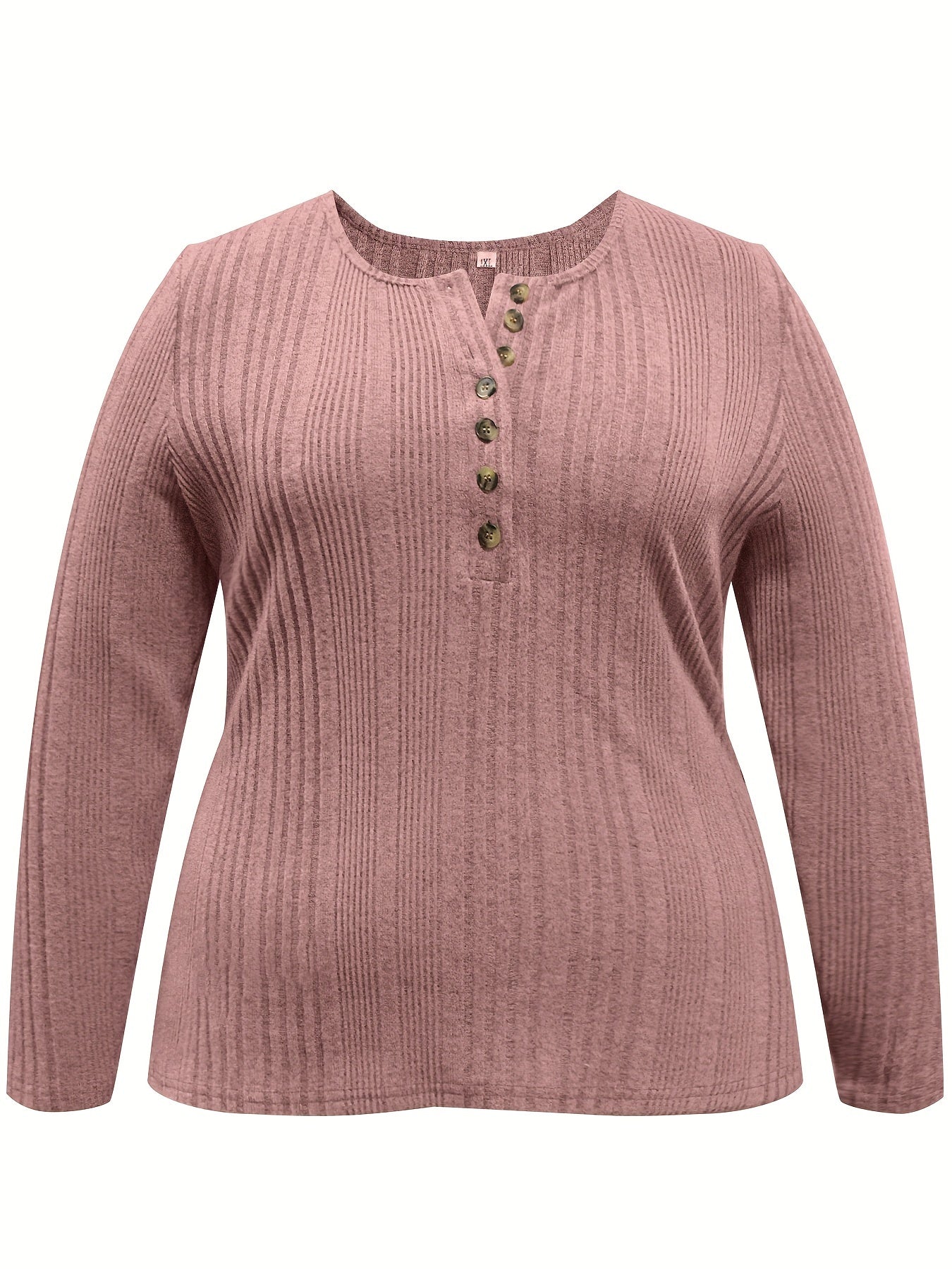 Solid Knit Top Women's Casual Half Button Long Sleeve