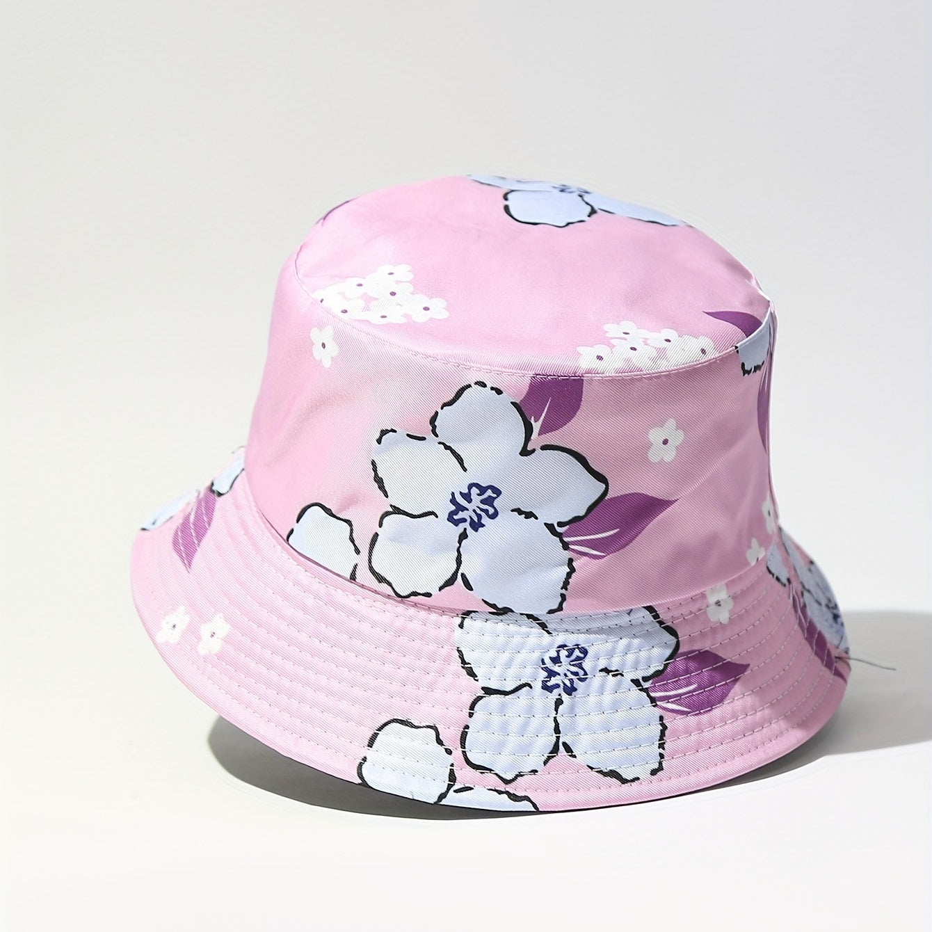 Flower Print Bucket Hat Pink Lightweight Sun Hat