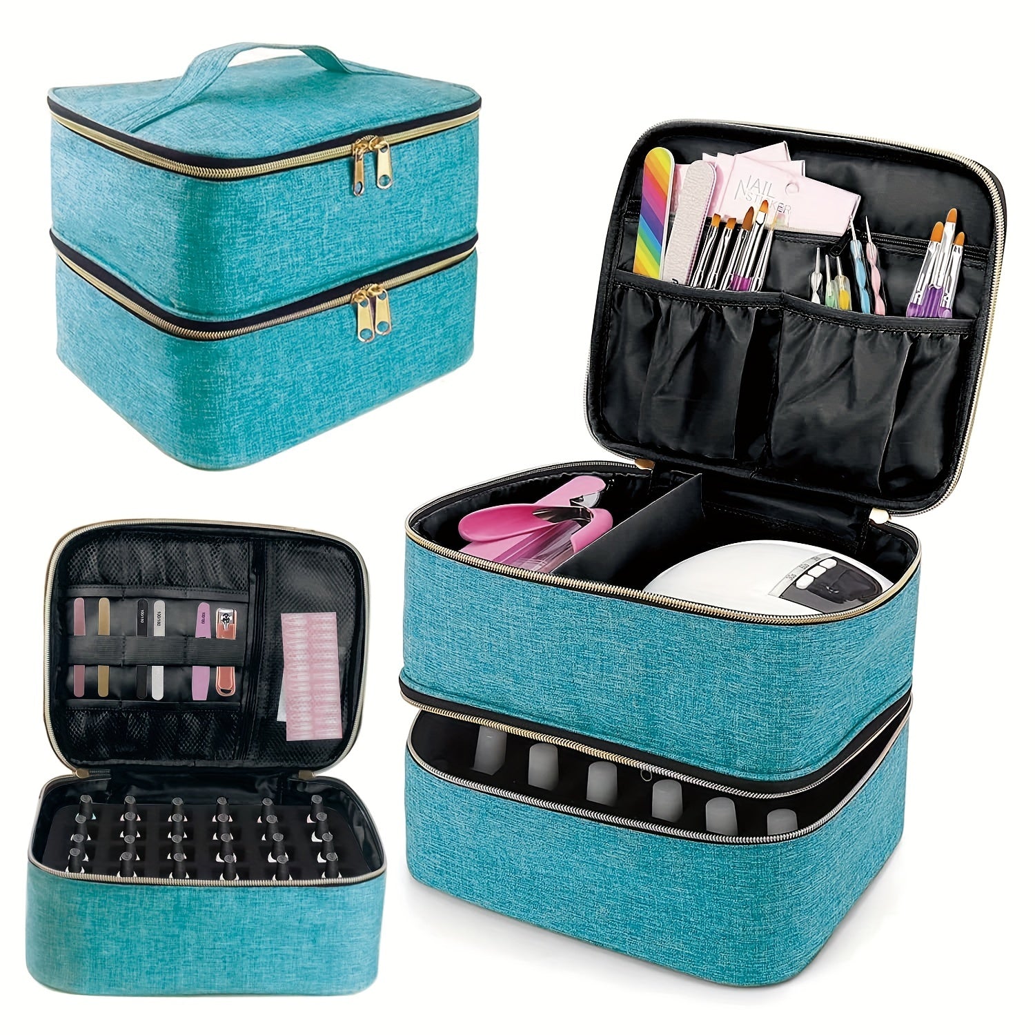 Double Layer Nail Polish Organizer Tote Bag for Women