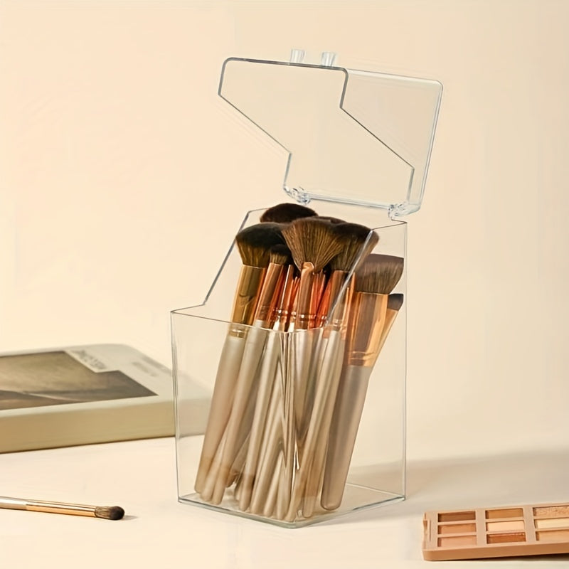 Clear Cosmetic Brush Holder with Lid
