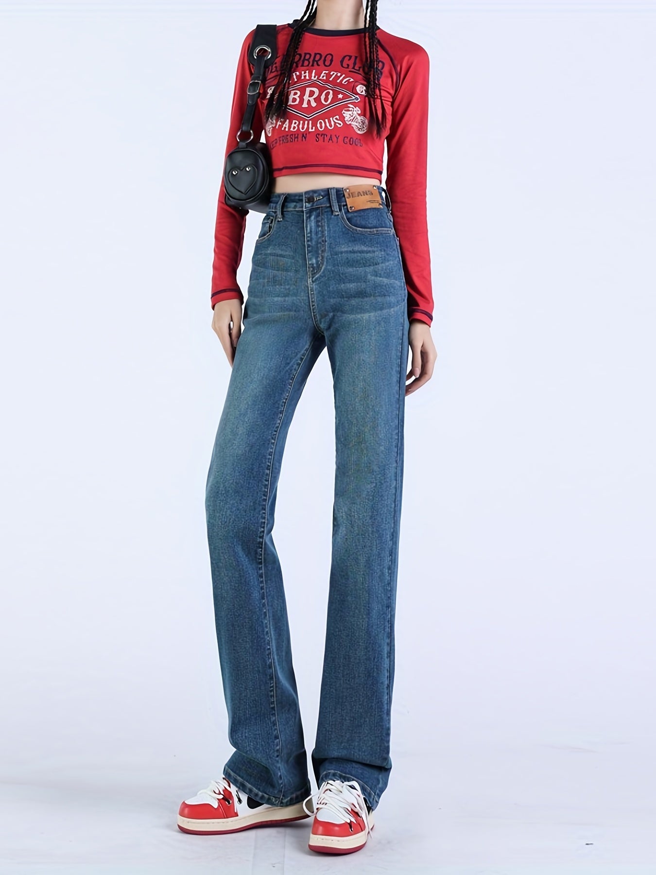 Casual High Waist Wide Leg Jeans