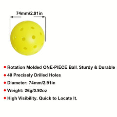 Outdoor Pickleball Balls With 40 Holes for Training