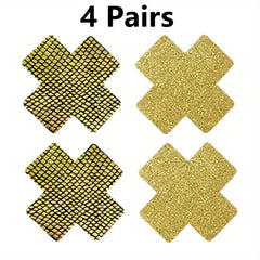 4 Pairs Disposable Cross Breast Pasties Self-adhesive Chest Pasties