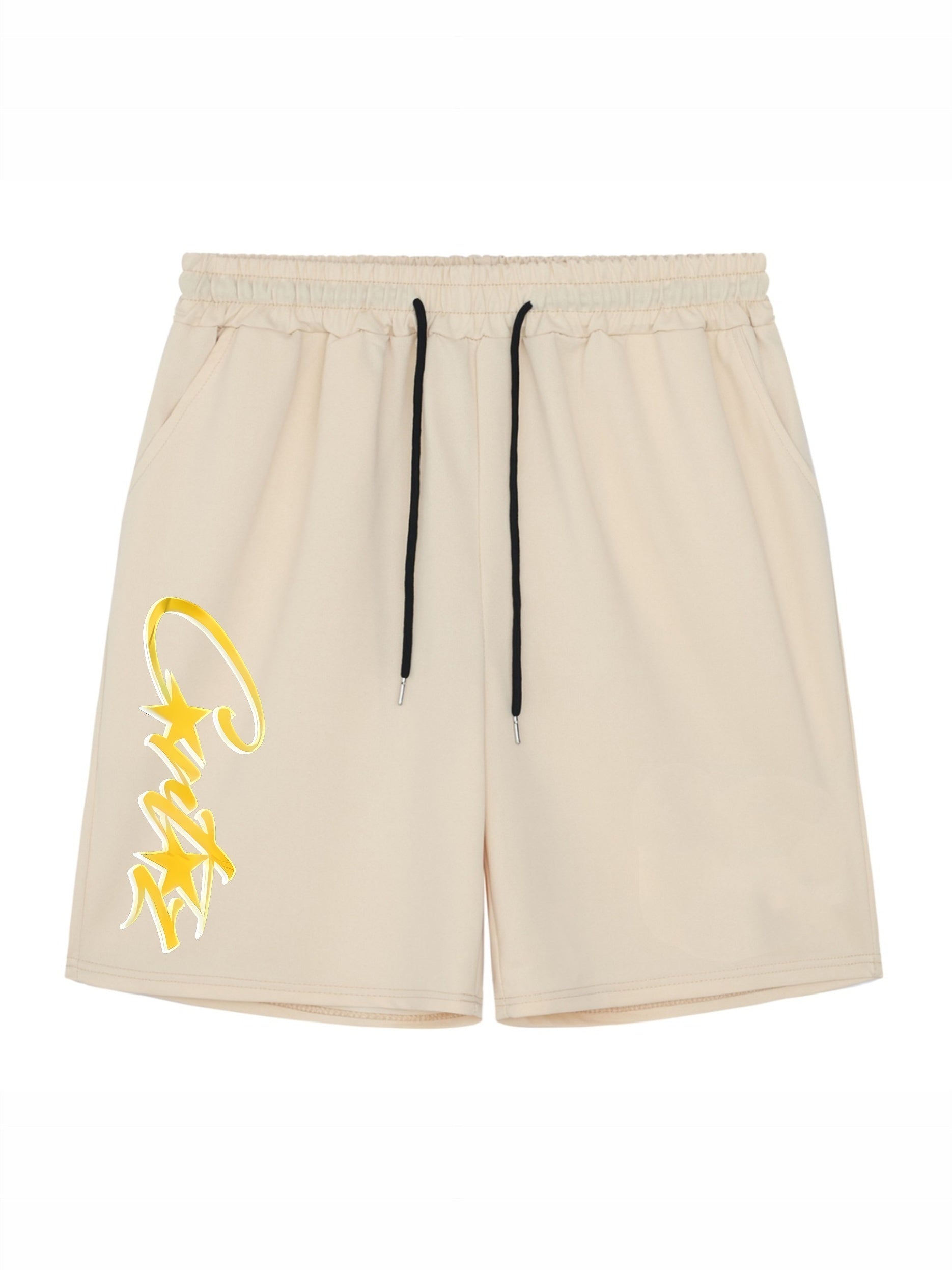 Star Pattern Comfy Shorts Men's Casual Elastic Waist Drawstring Shorts