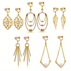 Plated Clip On Earrings For Women Set of 5 Pairs Girls Lightweight Nice Gift