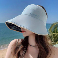 Wide Brim Ponytail Visor Hat UV Protection Sun Hat