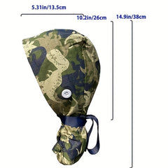 Cartoon Print Ponytail Scrub Cap for Women Dentist Nurse Hat