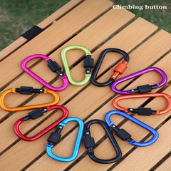 2pcs Colorful D-shaped Aluminum Alloy Hook With Lock For Camping