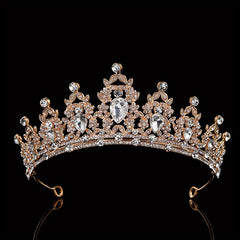 Alloy Inlaid Rhinestone Golden Hair Crown Wedding Tiara Crystal