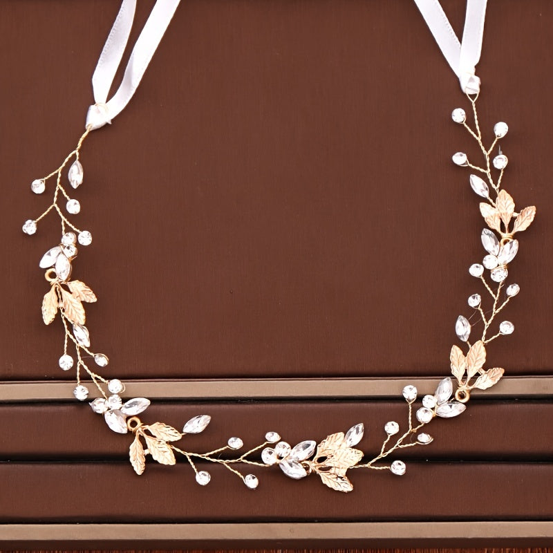 Bridal Pearl Leaves Headband Hair Accessory For Bride