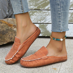 Women's Casual Flat Slip On Slide Sandals with Stitching Detail