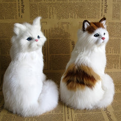 WhimsyCrafts Realistic Plush Cat Figurine Simulation Animal Cat Ornament