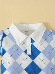Plaid Polo Shirt & Shorts Set Boy Summer Clothes Kids Clothing