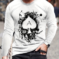 Spade A Men's Long Sleeve Vintage T shirt For Autumn