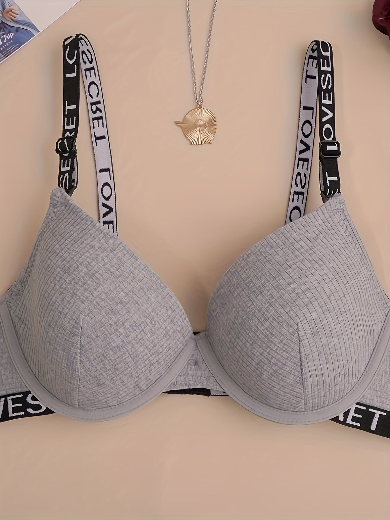 2pcs Letter Print Push Up Bras for Women