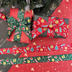 2 Rolls Christmas Ribbon Polyester Satin Wired Ribbon 66 Meters