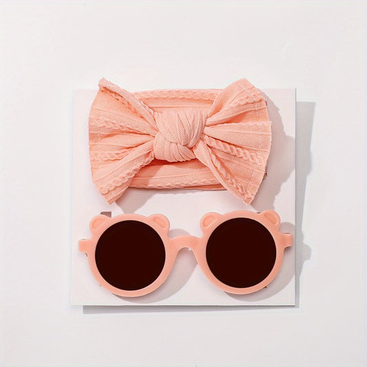 2pcs Set Newborn Baby Headband and Sunglasses Hair Accessories