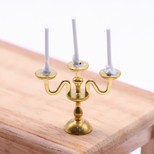 Vintage Style Metallic Candle Holders for Dollhouse Decor
