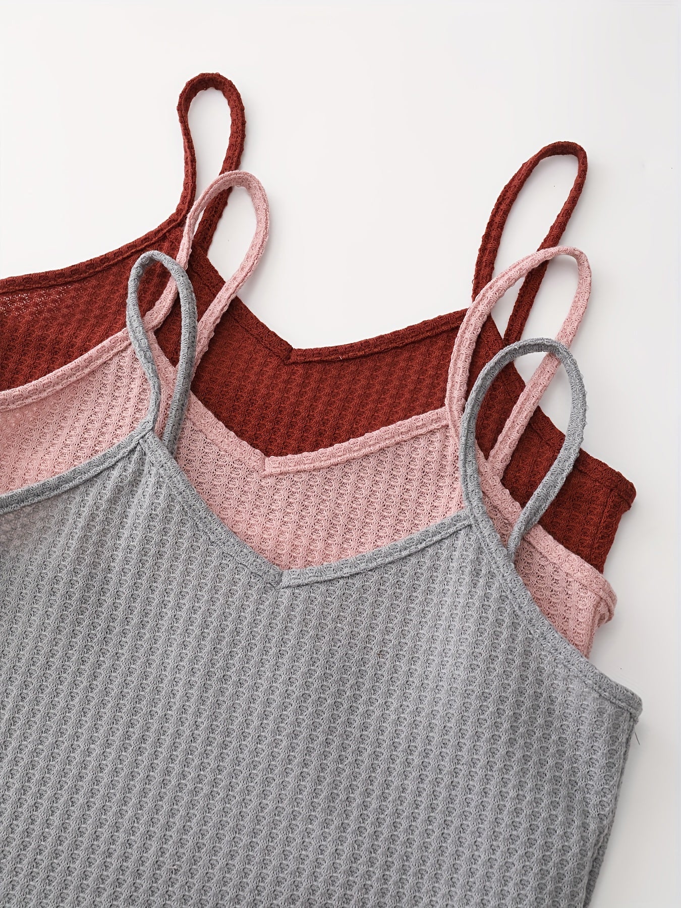 Waffle Lounge Set V Neck Cami Top & Shorts Women's Loungewear