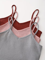 Waffle Lounge Set V Neck Cami Top & Shorts Women's Loungewear