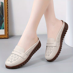 Women's Hollow Out Mules Soft Sole Slip On Flat Shoes
