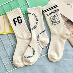 6 Pairs Letter Print Ribbed Socks for Women