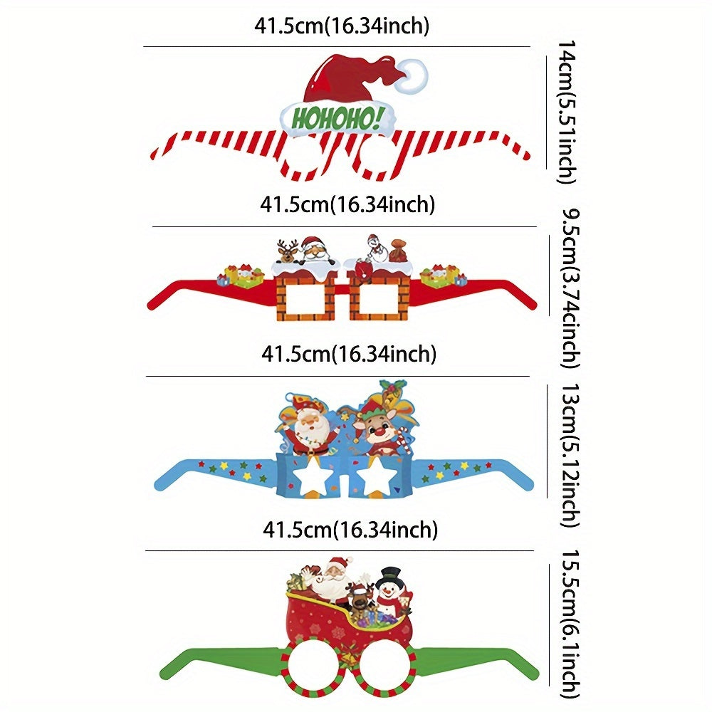 8pcs Christmas Paper Glasses Party Favors