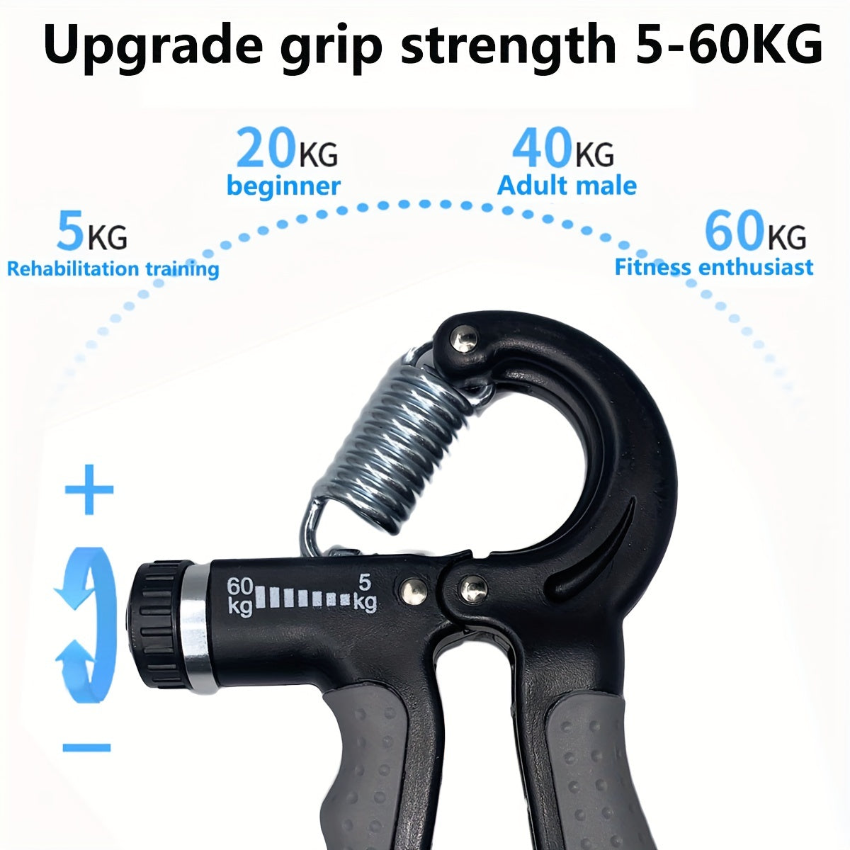Adjustable Grip Strength Trainer 5-60kg Resistance Non-Slip Finger Strength