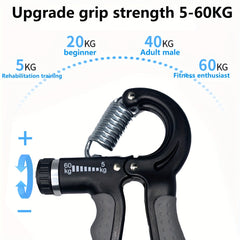 Adjustable Grip Strength Trainer 5-60kg Resistance Non-Slip Finger Strength