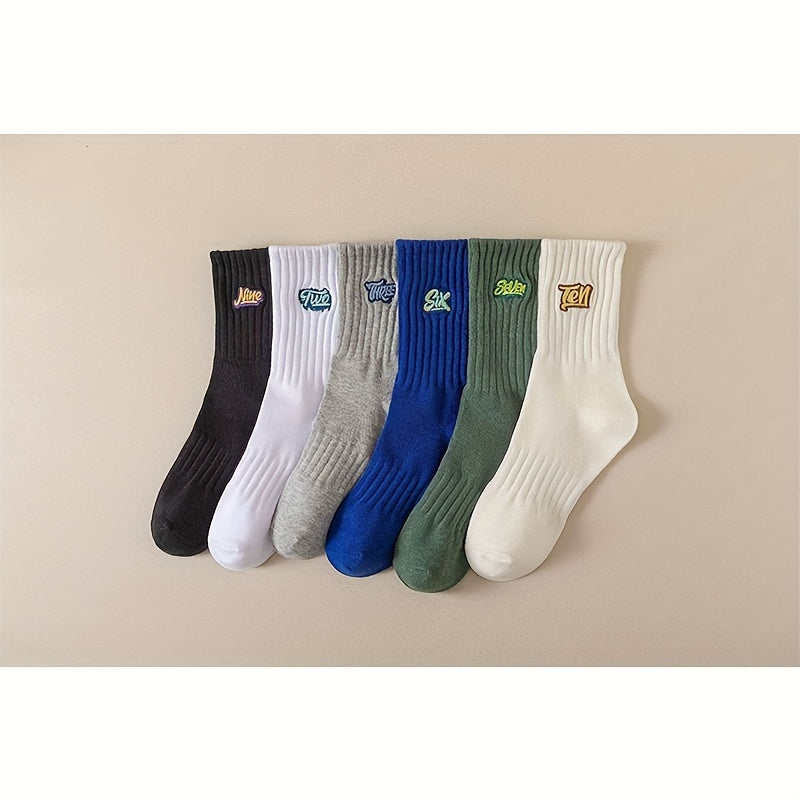 5 Pairs Men's Deodorant Mid Calf Socks for Autumn and Winter