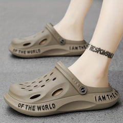 Men's Alphabet Detail Lightweight Comfy Clogs Hollow Out Non Slip Garden Shoes