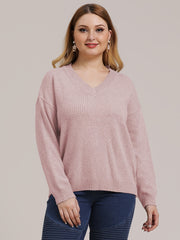 V Neck Knitwear Women's Long Sleeve Sweater