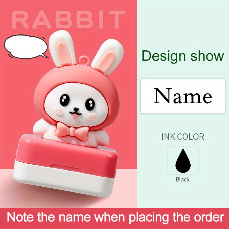 Custom Pink Rabbit Kids Name Waterproof Clothes Sticker