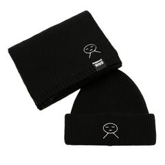 Cartoon Embroidered Knitted Hat Scarf Set