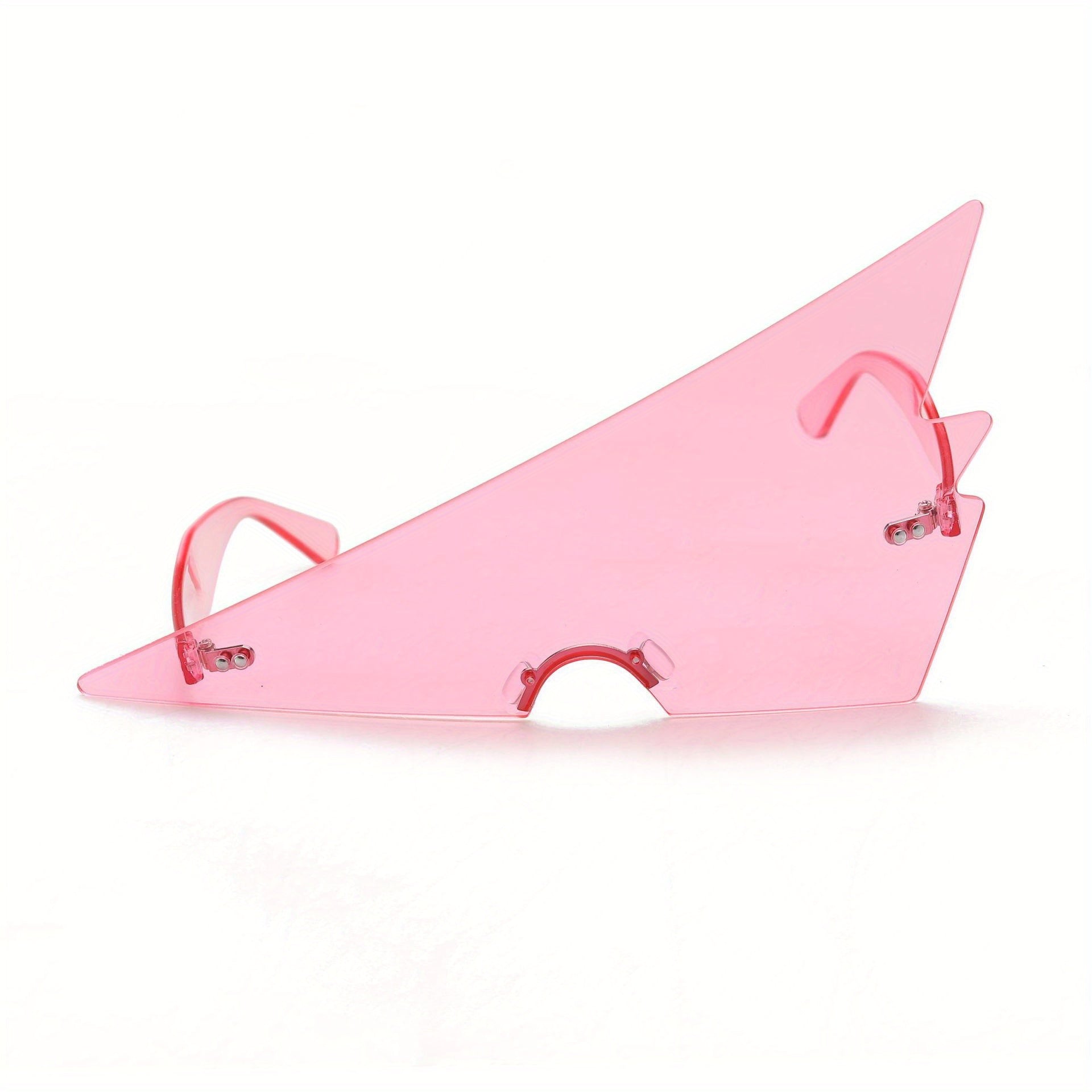Y2K Rimless Triangle Sunglasses Candy One piece Beach Party Glasses UV400