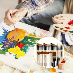 32pcs Nylon Brush Set for Acrylic & Watercolor Painting with Handles and Numbers