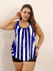 Nautical Stripe Swimsuit Set: Tank Top & Shorts Two Piece Set