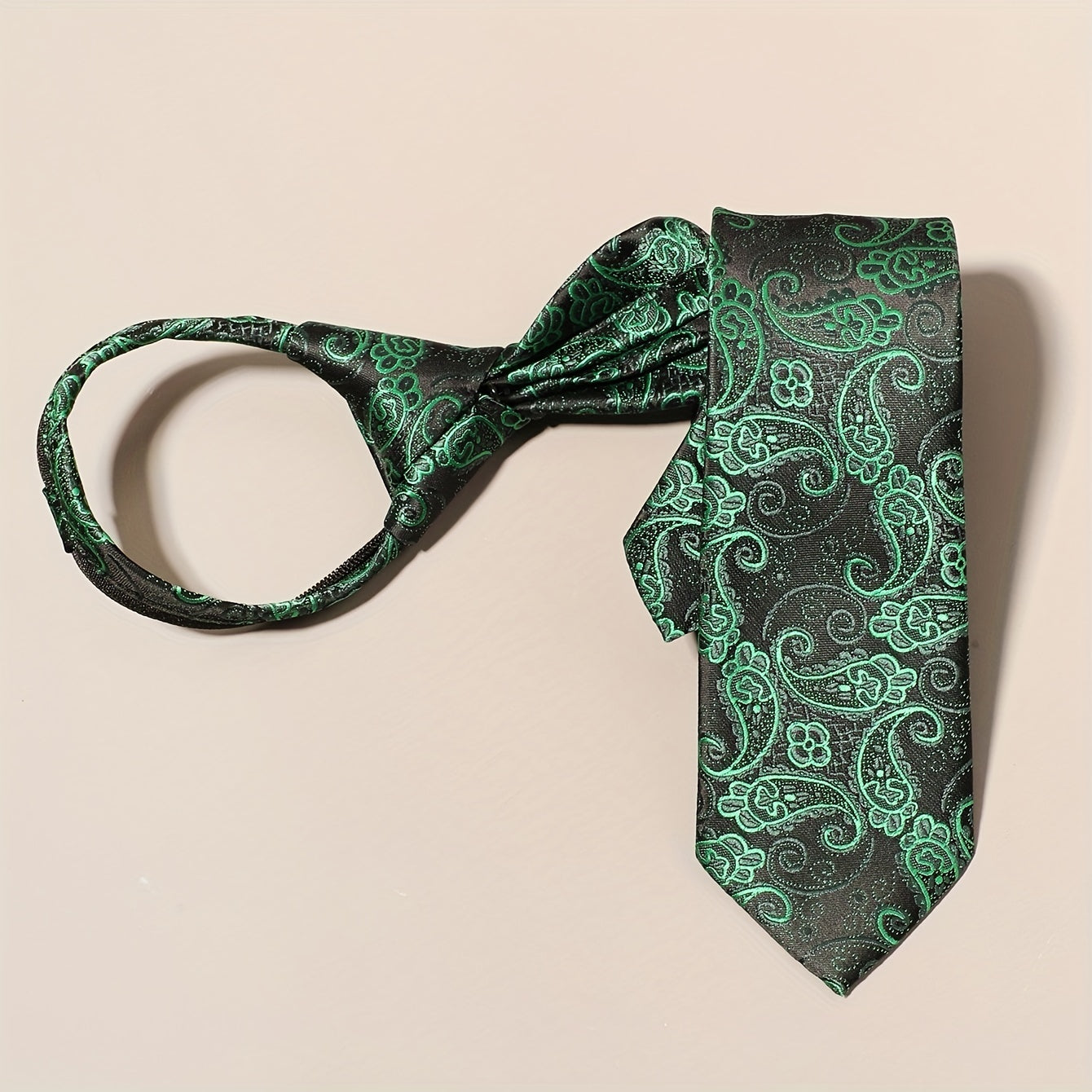 Men's Business Cashew Pattern Zipper Lazy Easy Tie
