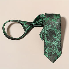 Men's Business Cashew Pattern Zipper Lazy Easy Tie