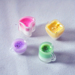 4pcs Cream Milk Teacups Food Prop Set Resin Material House Shooting Props