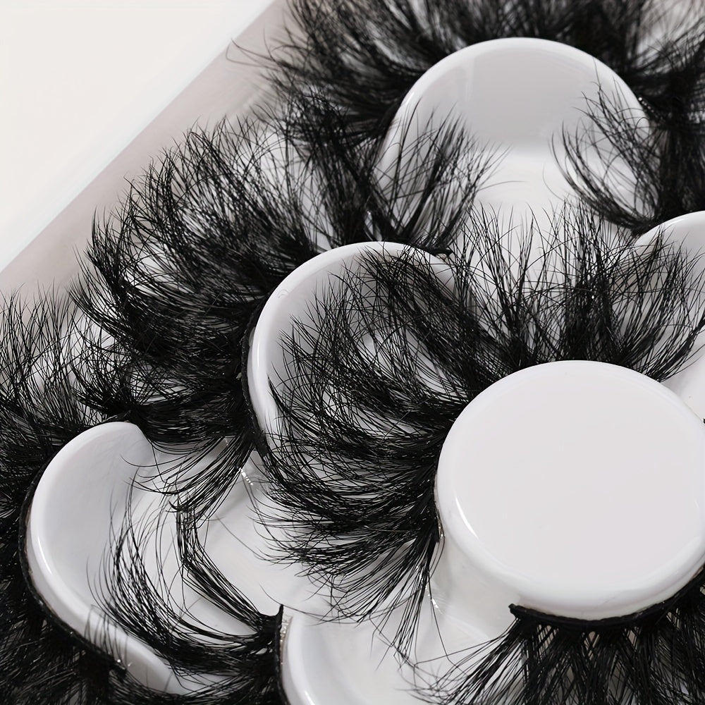 5 Pairs 25mm Dramatic Wispy Faux Mink Lashes