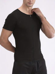Men's Compression Sweat Sauna Waist Trainer Zip Up Body Shaper
