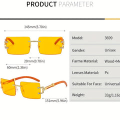 Men's Retro Wooden Leg Sunglasses Square Frame