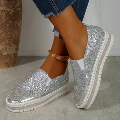 Sequin Decor Glitter Heighten Skate Shoes