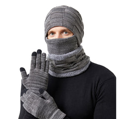 European/American Fleece Warm Hat Halter Mask Gloves Set