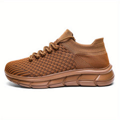 Men's Weave Knit Lace Up Casual Shoes Breathable Lightweight Non Slip Sneaker